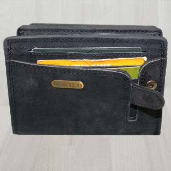 flevado Geldbörse Unisex Damen Herren Echt Leder RFID Schutz Schwarz